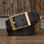 Men's Cowhide Leather Belt Solid Brass Pin Buckle