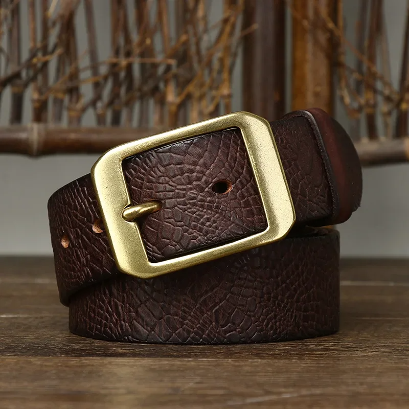 Men's Cowhide Leather Belt Classic Prong Buckle