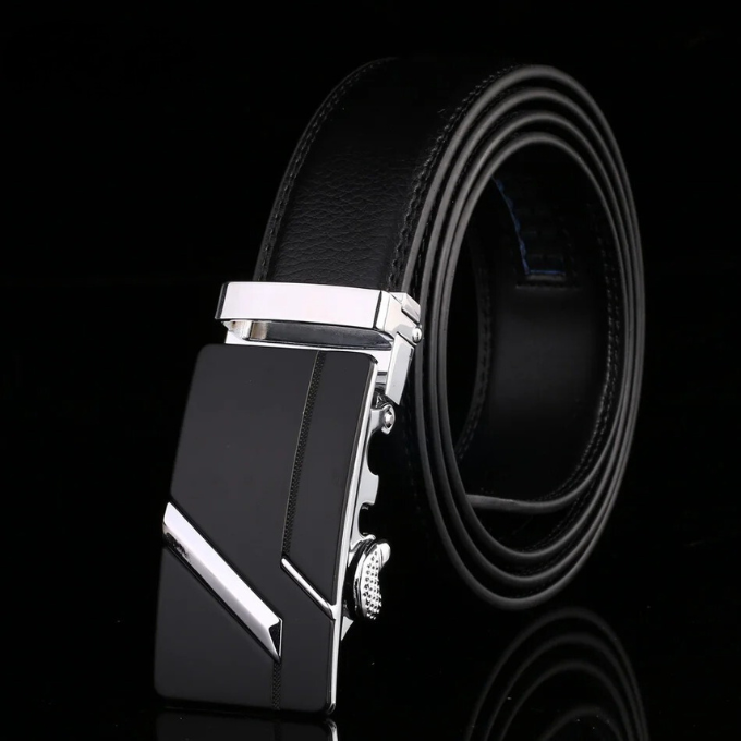 Men's Cowhide Leather Belt | Geometric Buckle