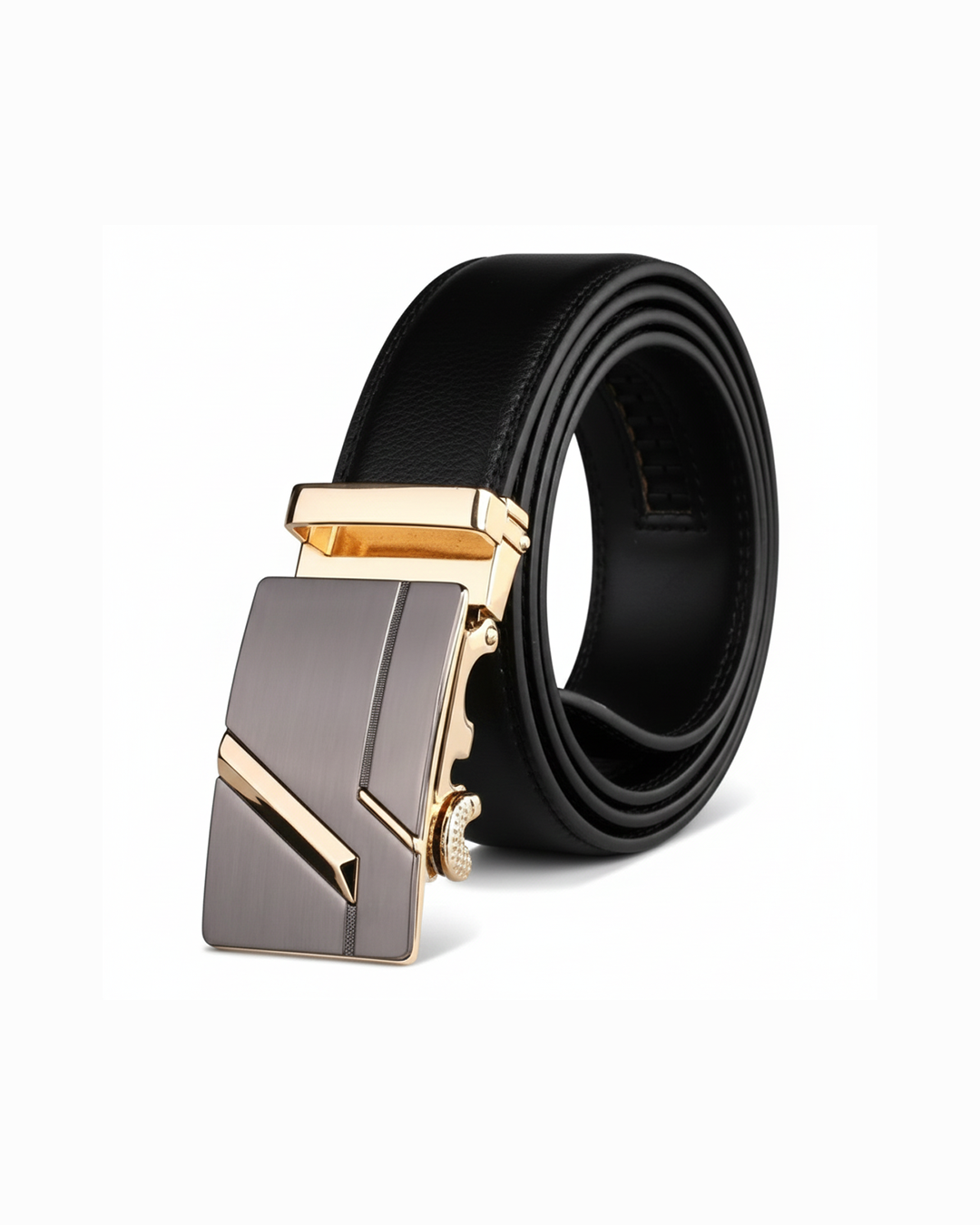 Men's Cowhide Leather Belt | Geometric Buckle