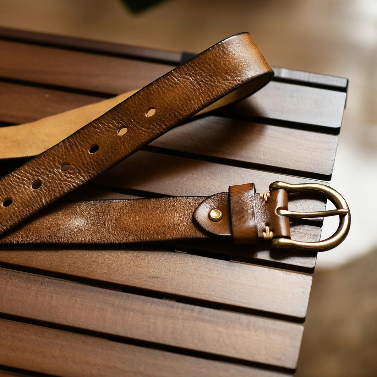 Men's Cowhide Leather Belt | Durable Buckle