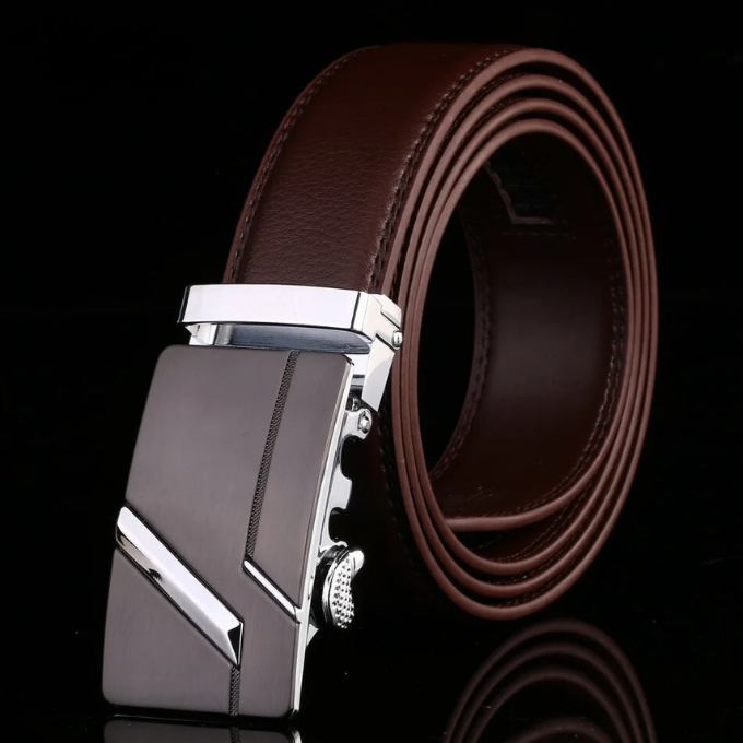 Men's Cowhide Leather Belt | Geometric Buckle
