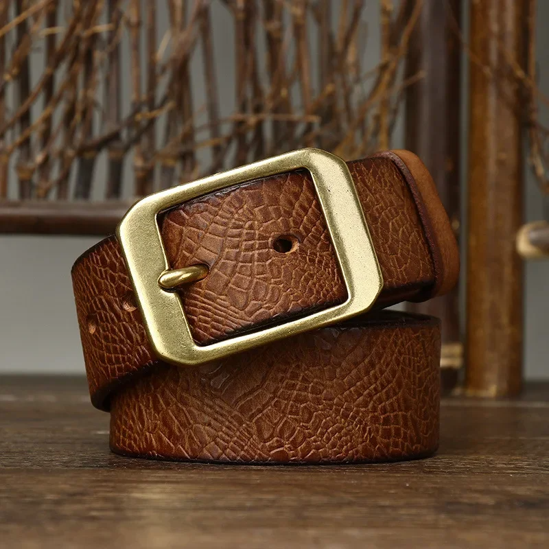 Men's Cowhide Leather Belt Classic Prong Buckle