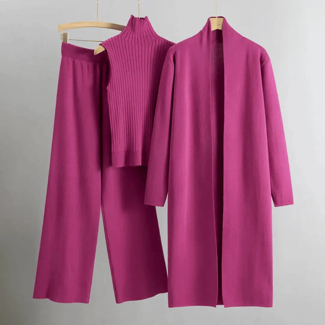 Women's 3-Piece Knit Cardigan Set | Open-Stitch Outfit