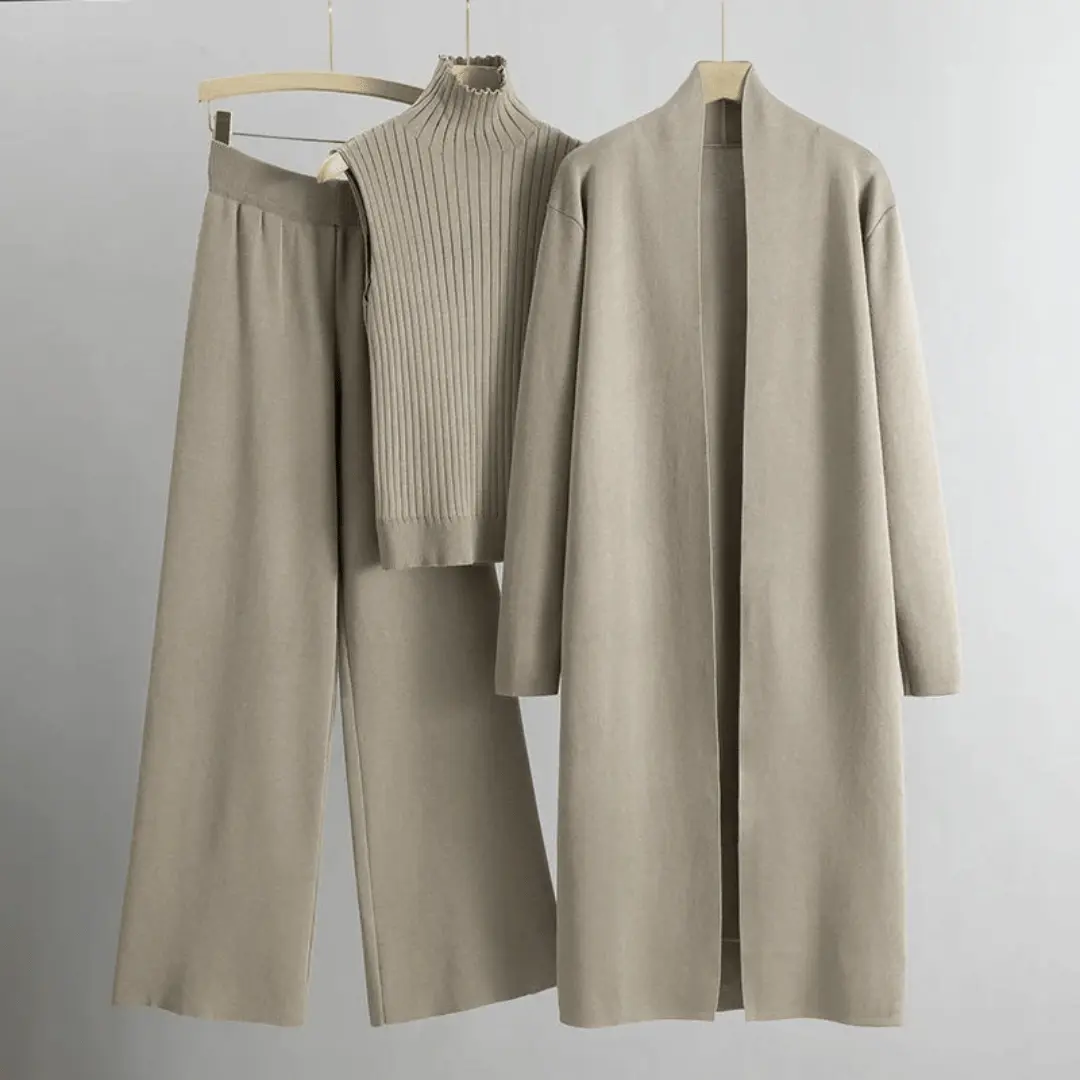 Women's 3-Piece Knit Cardigan Set | Open-Stitch Outfit