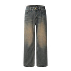 Pair of gray jeans on a white background