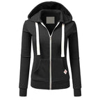 Black hoodie with white zipper on a white background