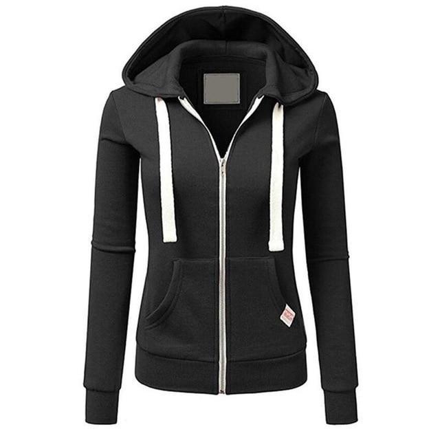Black hoodie with white zipper on a white background