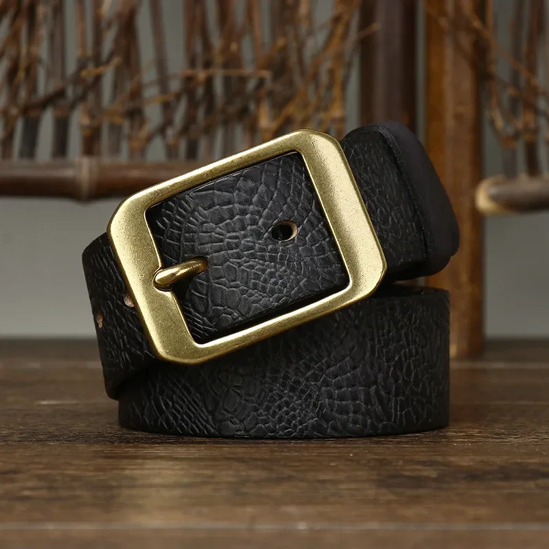 Men's Cowhide Leather Belt Classic Prong Buckle