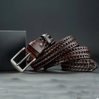 Men's Braided Cowhide Leather Belt