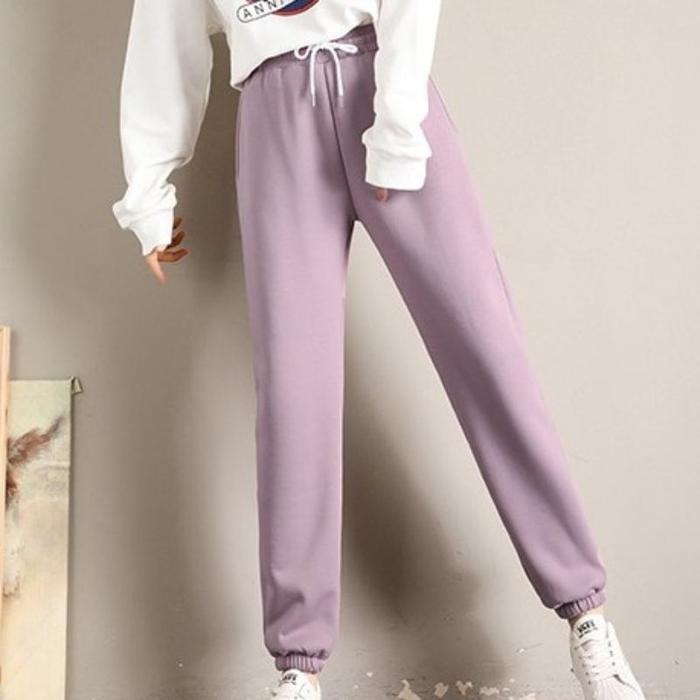 Autumn And Winter Plus Velvet Thickening Imitation Lamb Velvet Sweatpants Women