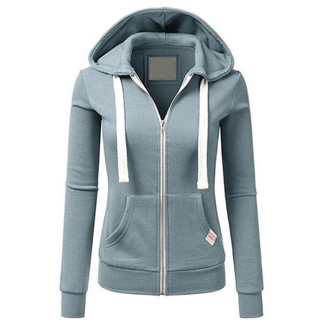 Light blue hoodie with white drawstrings on a white background