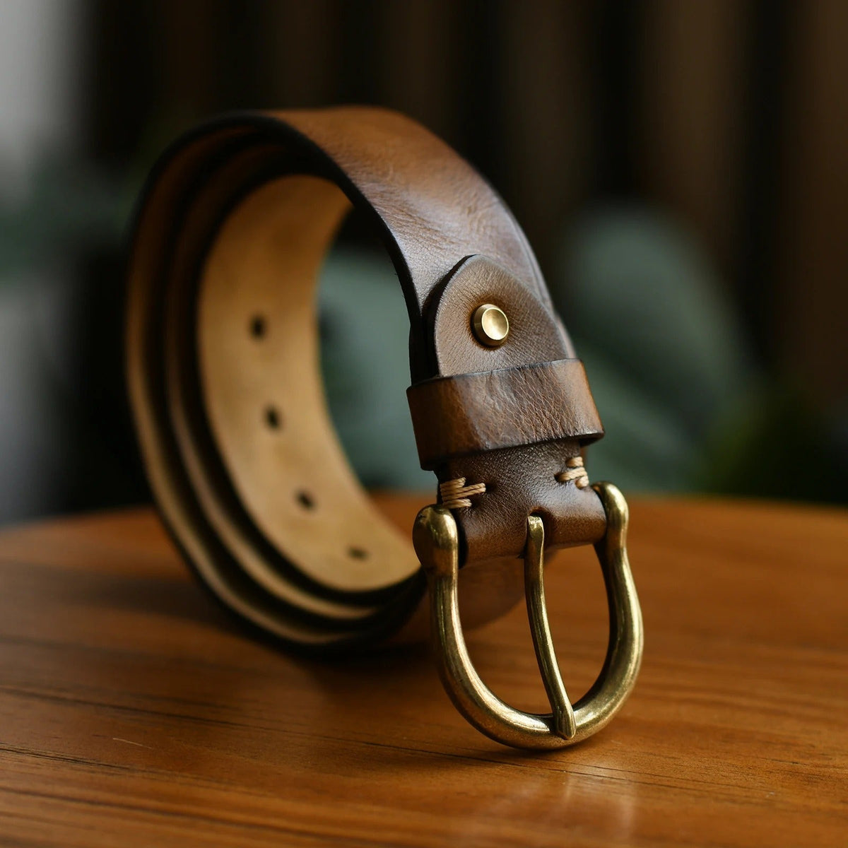 Men's Cowhide Leather Belt | Durable Buckle