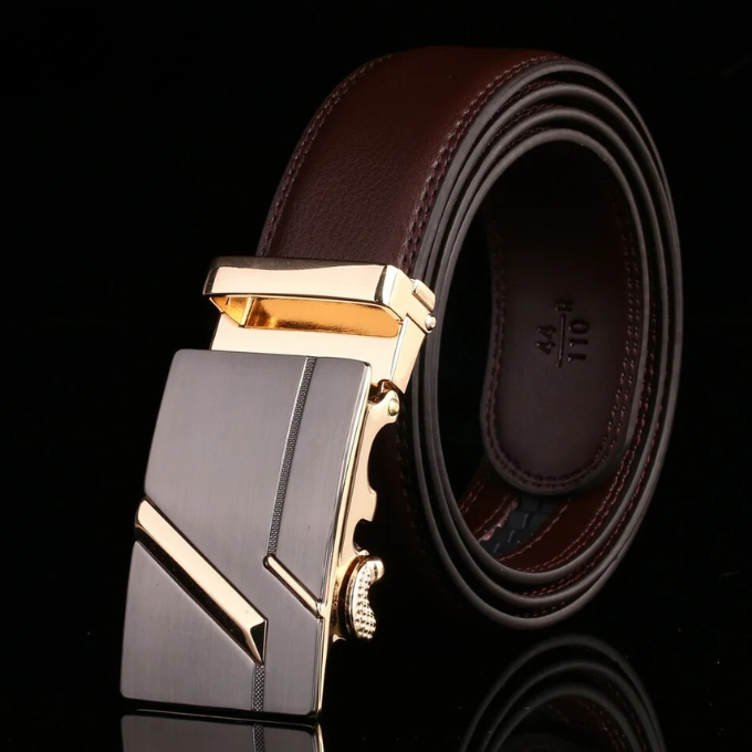 Men's Cowhide Leather Belt | Geometric Buckle