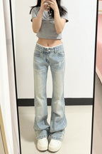 Women’s Washed Slim Flared Denim Trousers