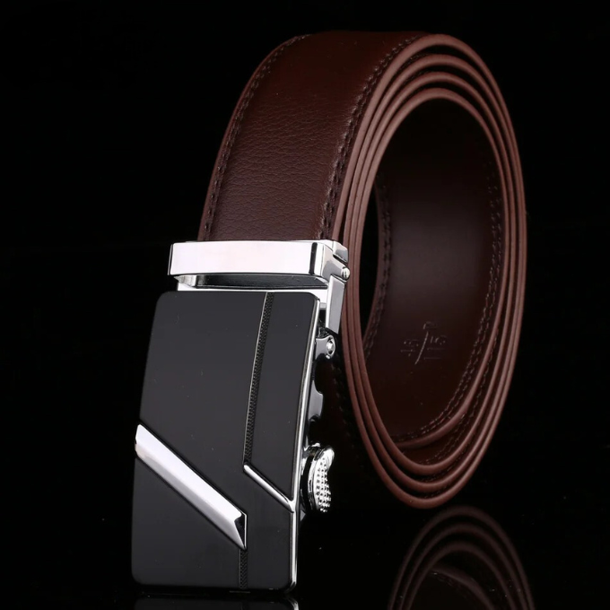 Men's Cowhide Leather Belt | Geometric Buckle