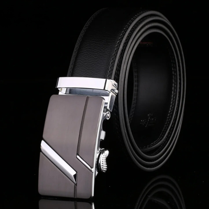 Men's Cowhide Leather Belt | Geometric Buckle