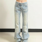 Women’s Washed Slim Flared Denim Trousers