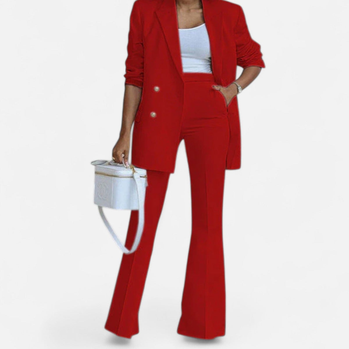 Women's Double Breasted Pantsuit Ensemble | Spring Suit Set