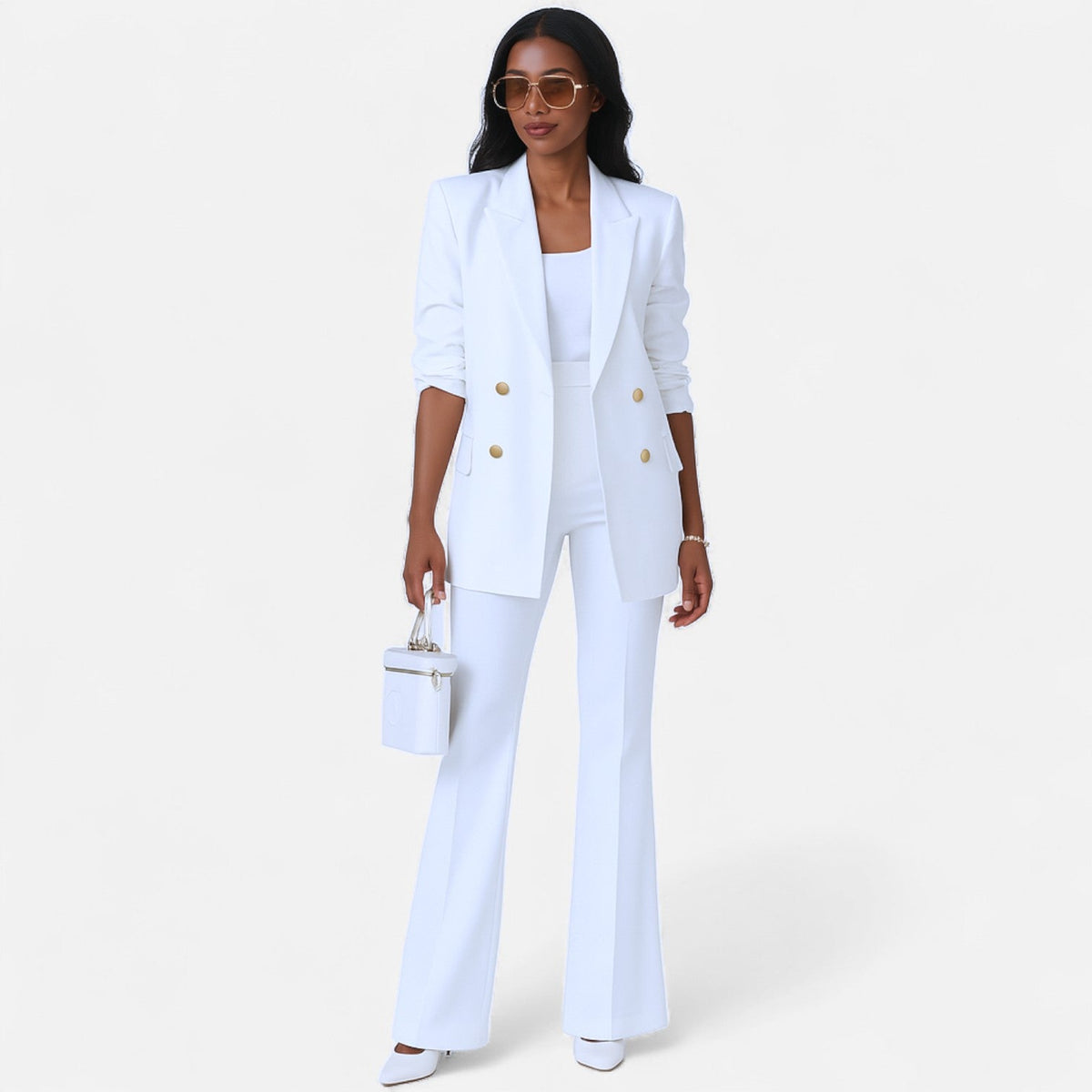 Women's Double Breasted Pantsuit Ensemble | Spring Suit Set