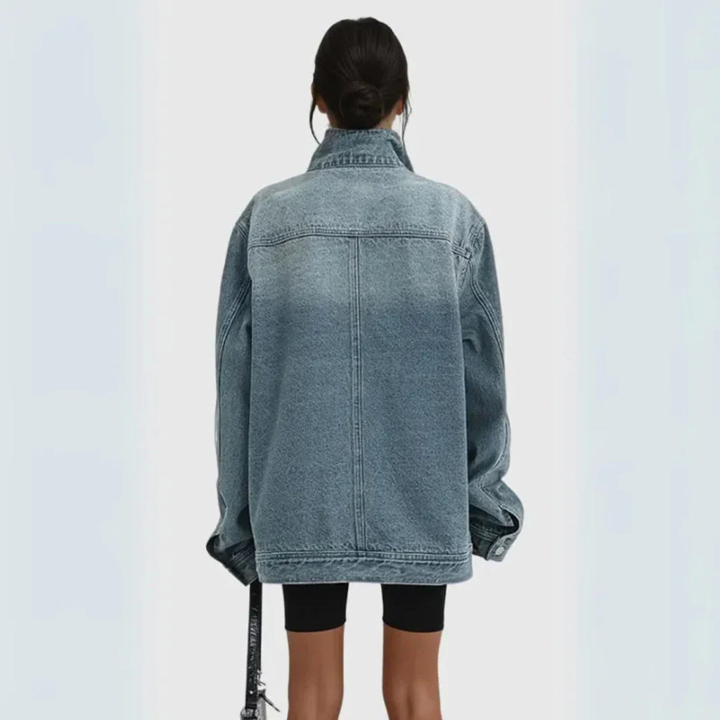 Women's Asymmetrical Denim Jacket | Oversized Streetwear Coat