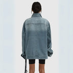 Women's Asymmetrical Denim Jacket | Oversized Streetwear Coat