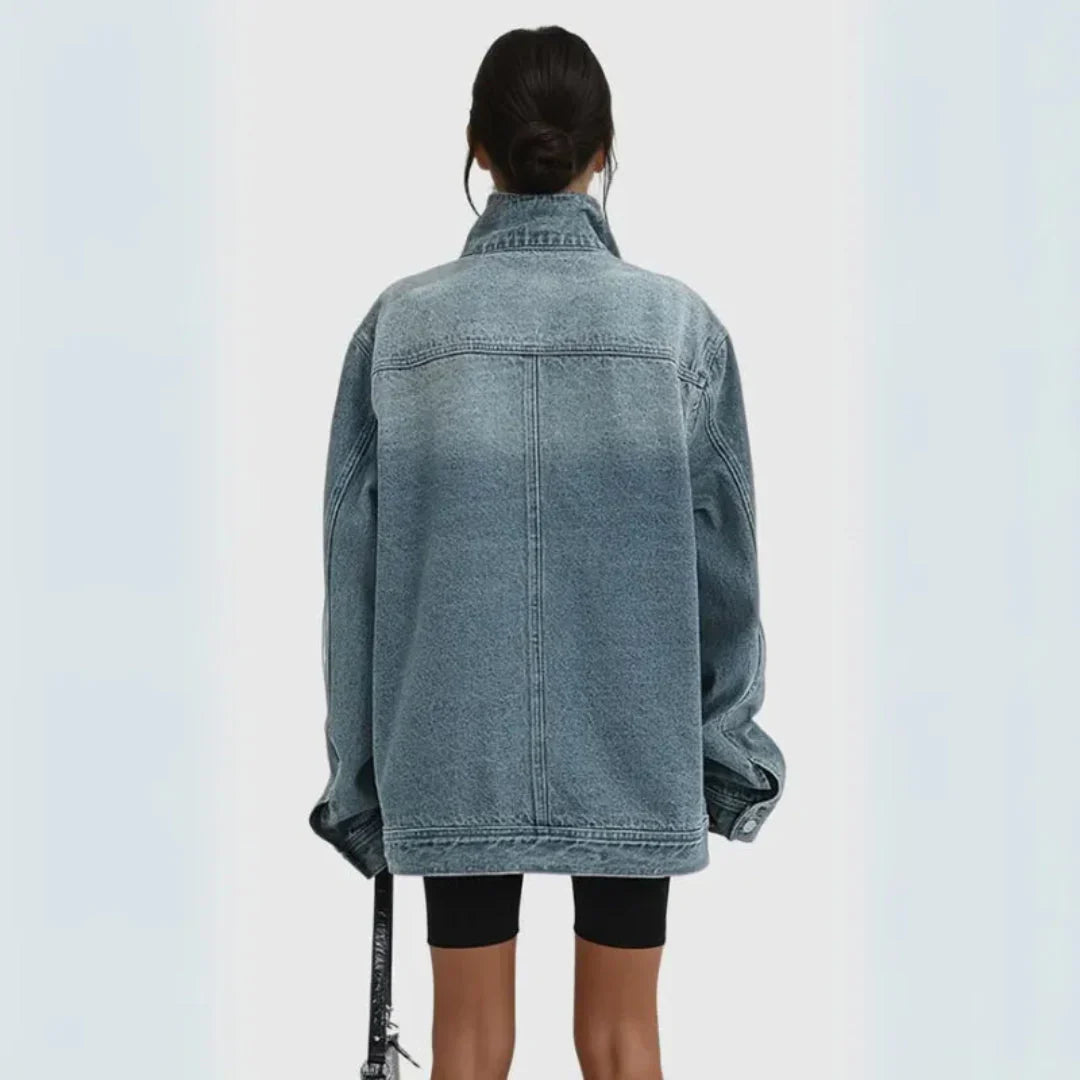 Women's Asymmetrical Denim Jacket | Oversized Streetwear Coat