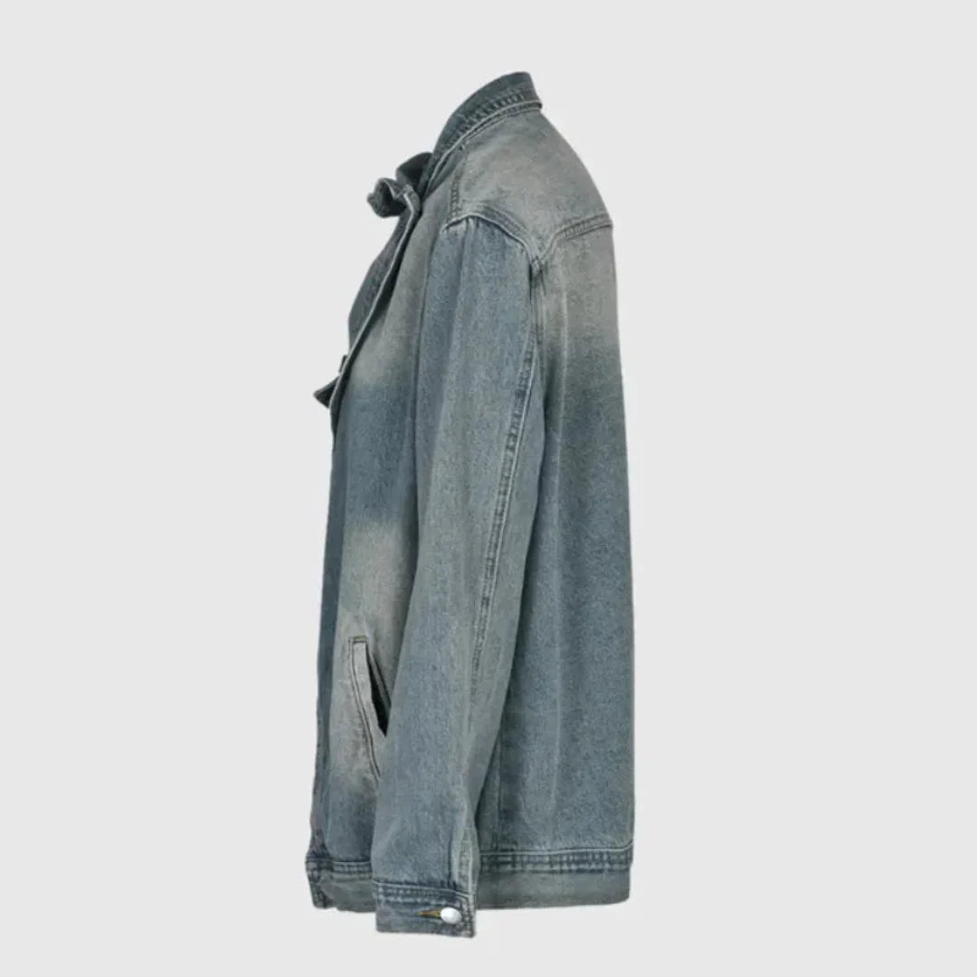 Women's Asymmetrical Denim Jacket | Oversized Streetwear Coat