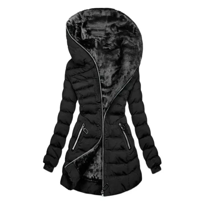 Women's Asymmetrical Hooded Puffer Coat | Adrienne Winter Jacket