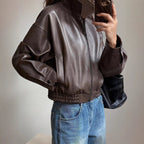Women's Ava Faux Leather Bomber Jacket | Elastic Hem Outerwear