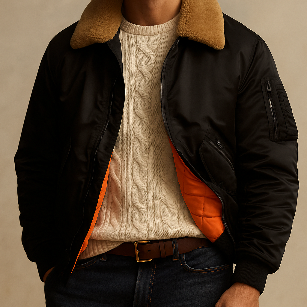Men's Aviator Jacket | Waterproof Fur Collar Coat