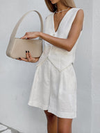 Olivia Women's Linen 2-Piece Set - Casual Button-Front Summer