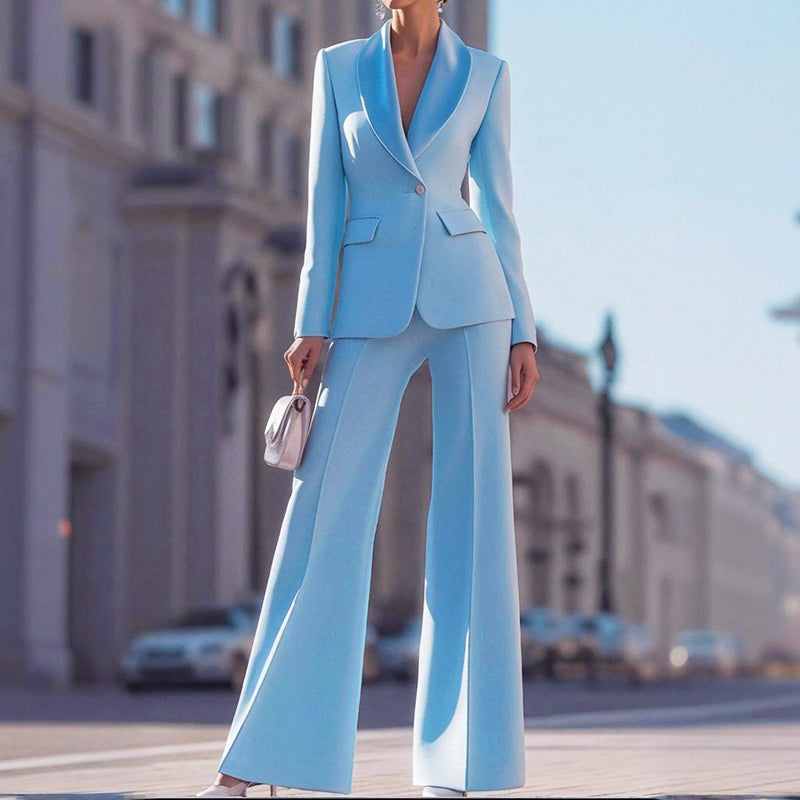 Women's Tailored Suit Set | Wide Shawl Collar Suit
