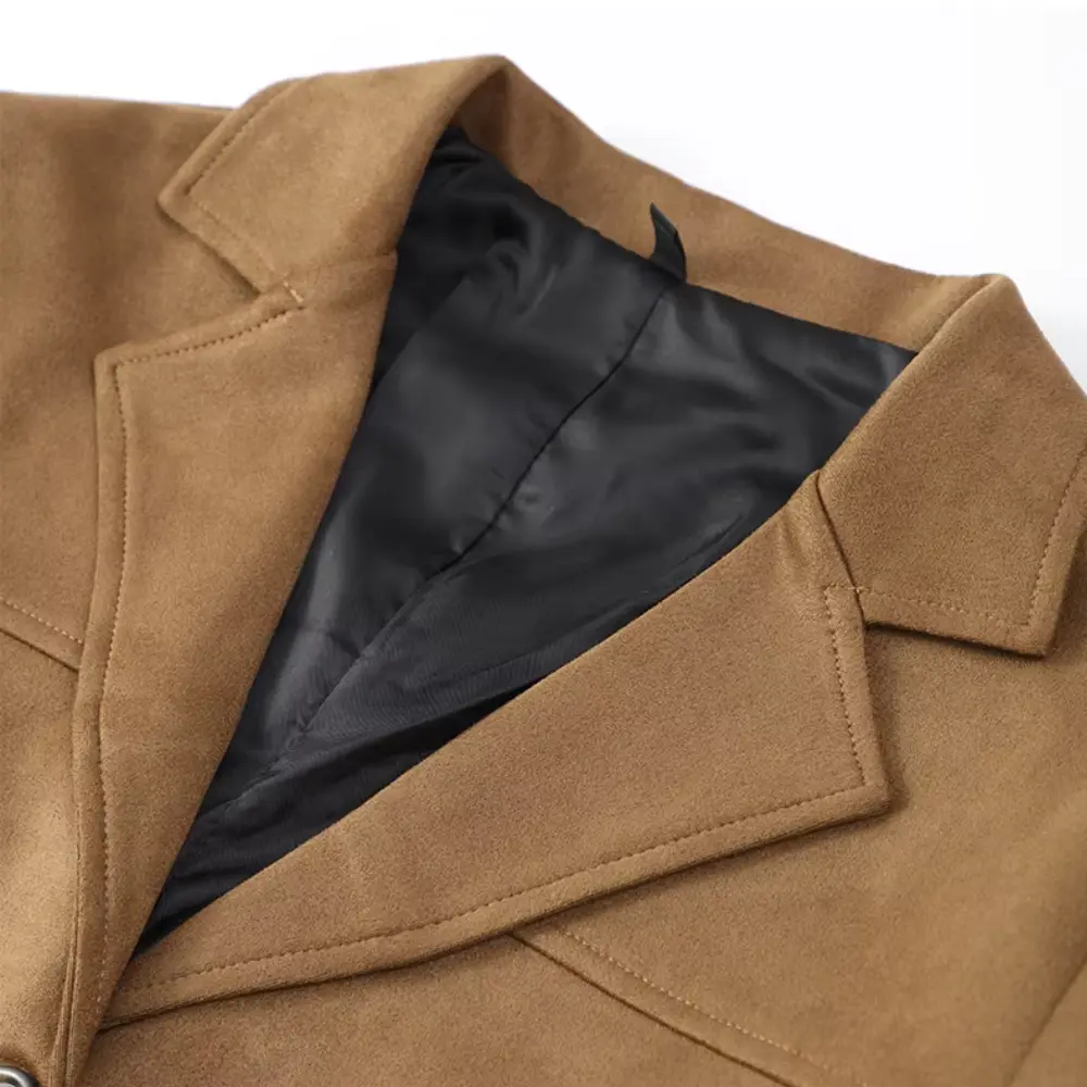 Women's Brown Suede Jacket | Selene Casual Lapel Coat