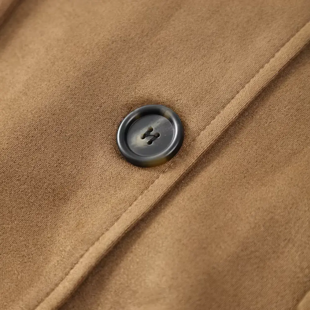 Women's Brown Suede Jacket | Selene Casual Lapel Coat