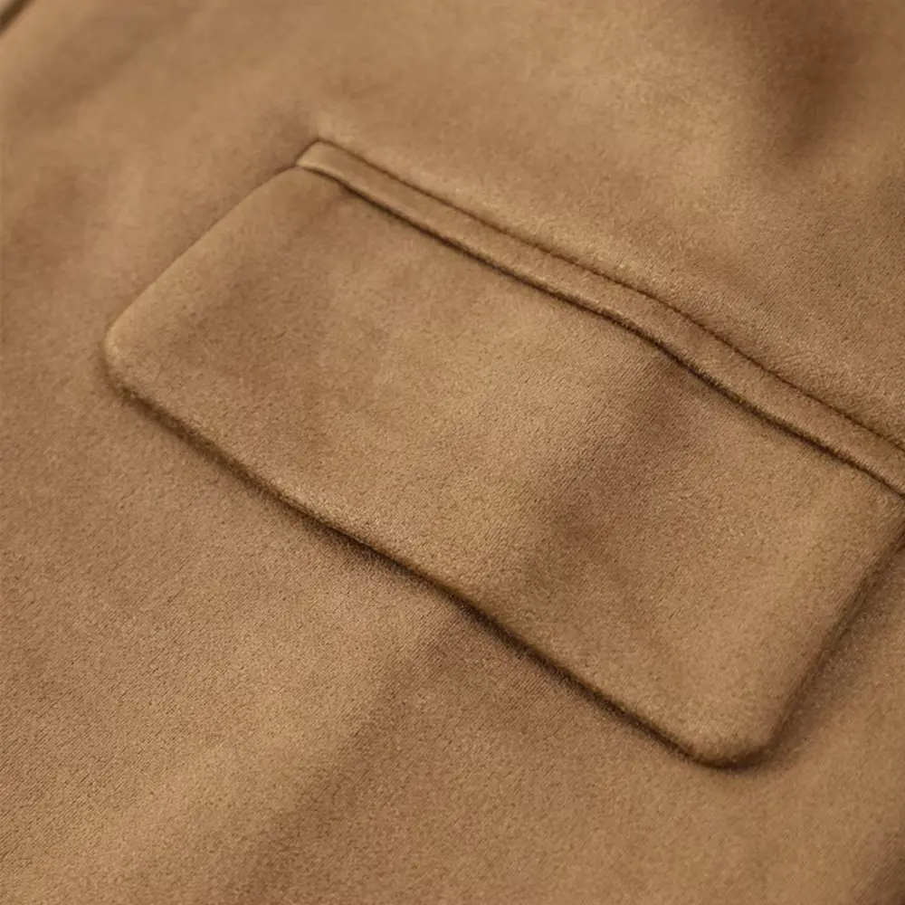 Women's Brown Suede Jacket | Selene Casual Lapel Coat