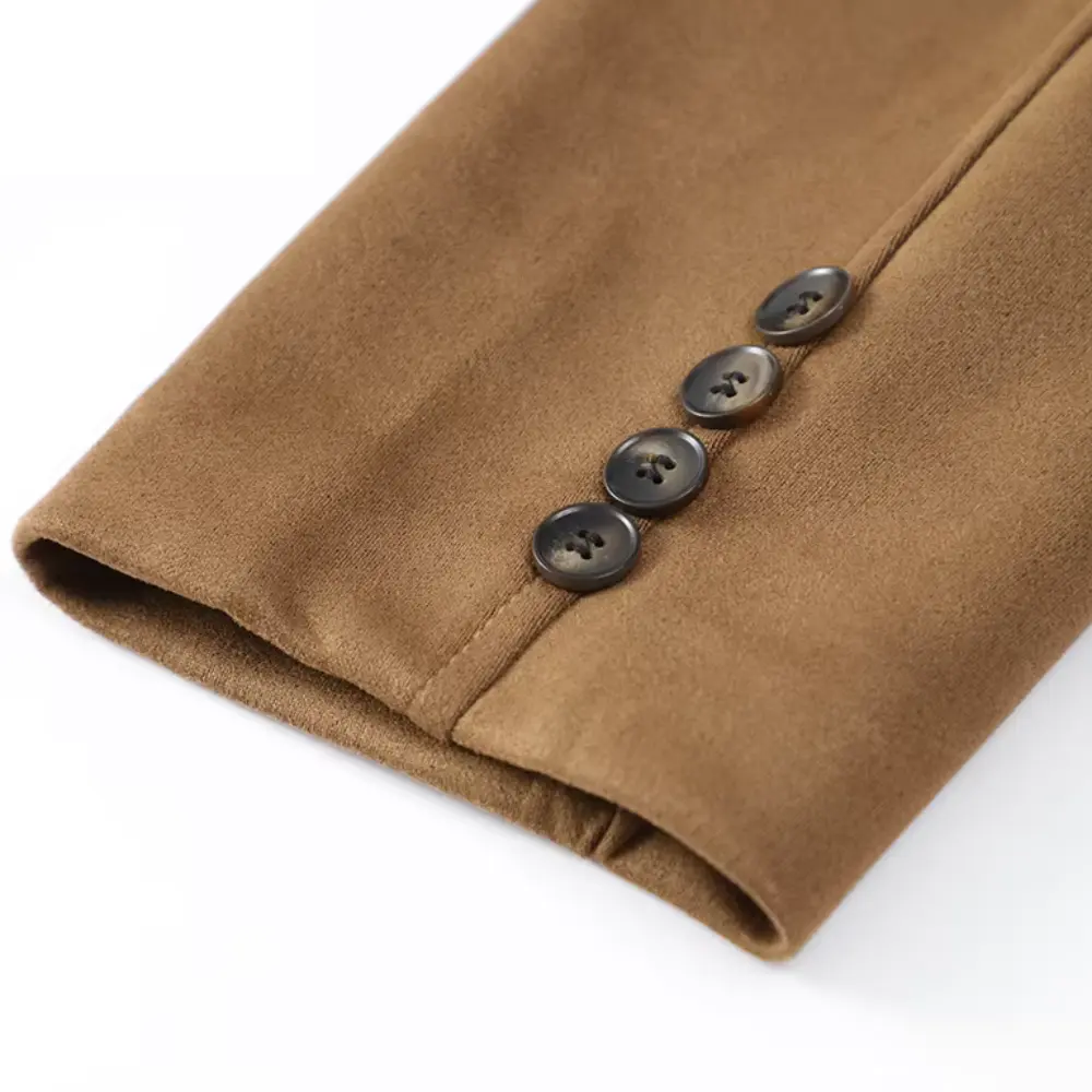 Women's Brown Suede Jacket | Selene Casual Lapel Coat