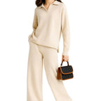 Women's Cashmere-Blend Sweater & Pants Set – Soft 2-Piece Knit Loungewear