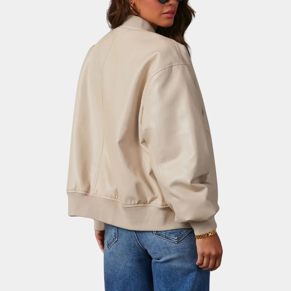 Women's Casual Leather Jacket | Warm Lined Everyday Coat