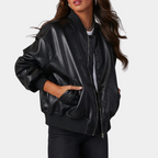 Women's Casual Leather Jacket | Warm Lined Everyday Coat