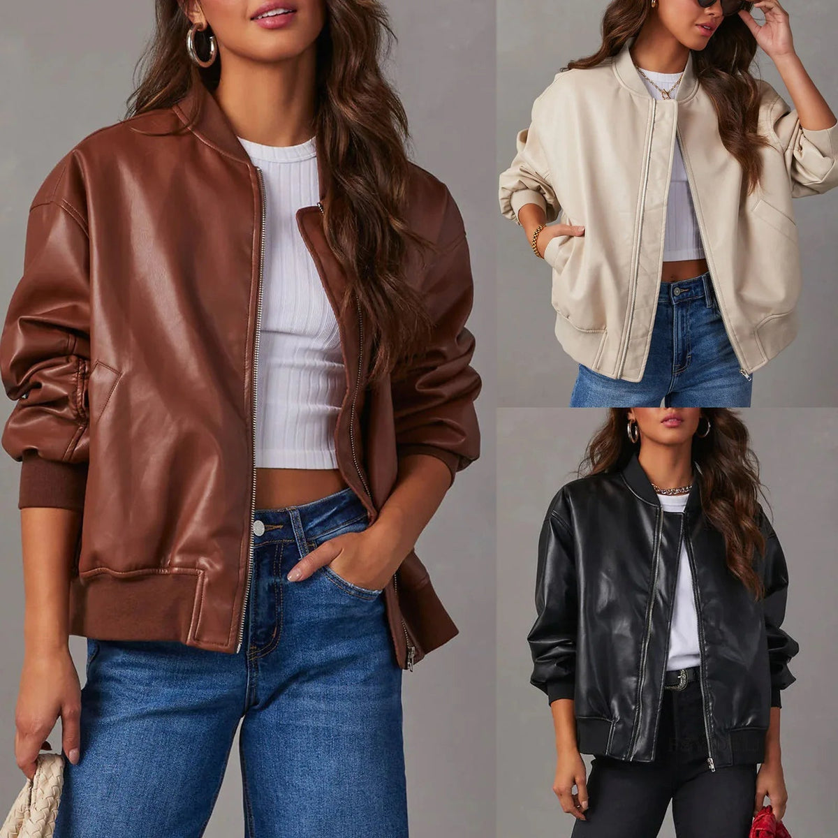 Women's Casual Leather Jacket | Warm Lined Everyday Coat