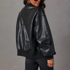 Women's Casual Leather Jacket | Warm Lined Everyday Coat