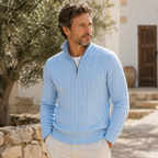 Men’s Cable Knit Quarter Zip Sweater – Warm Jumper