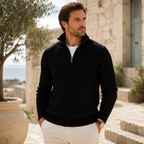 Men’s Cable Knit Quarter Zip Sweater – Warm Jumper