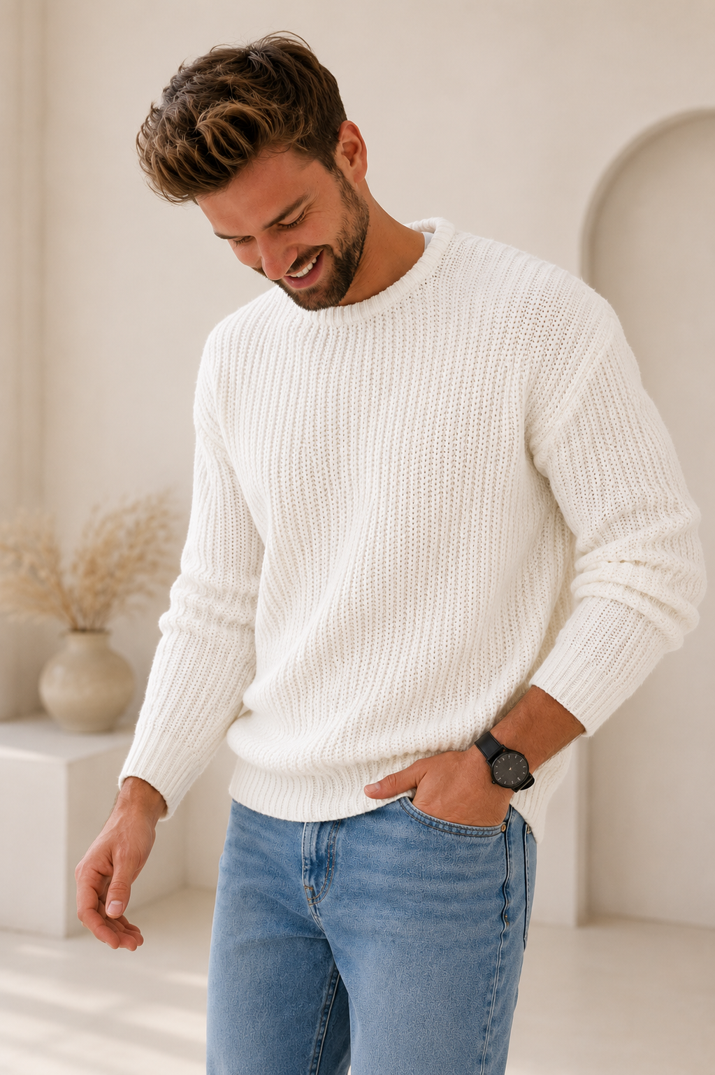 Men’s Chunky Knit Sweater – Warm Casual Jumper