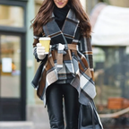 Women's Prairie Check Belted Coat | Elegant Wool-Blend Outerwear