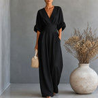 Women's Wide-Leg Jumpsuit | Elegant Draped Waist Outfit