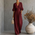 Women's Wide-Leg Jumpsuit | Elegant Draped Waist Outfit