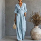 Women's Wide-Leg Jumpsuit | Elegant Draped Waist Outfit