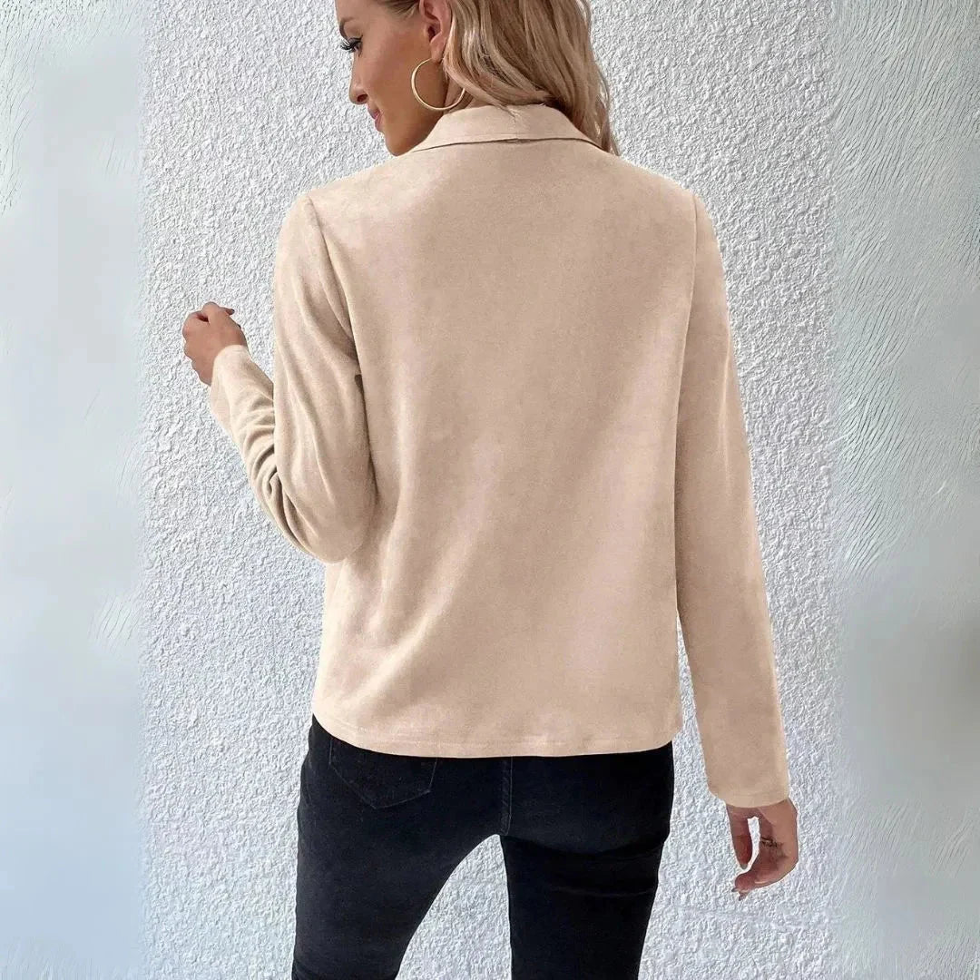 Women's Draped Open-Front Blazer | Chic Cotton Jacket